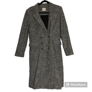 Aje Grey Heathered Tweed Long Coat Jacket